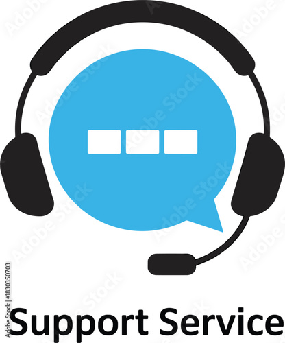 Headphones with Microphone and Speech Bubble Icon for Support service customer service
