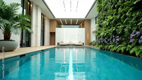 Wallpaper Mural Indoor Swimming Pool with Lush Green Vertical Garden and Modern Architecture. Torontodigital.ca