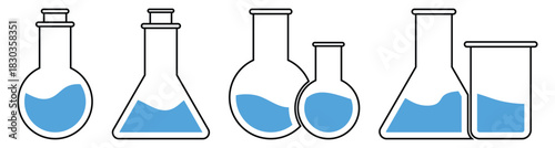 Erlenmeyer Flask Vector Set — Chemistry Lab Icons for Web, App and UI Design Vector illustration.