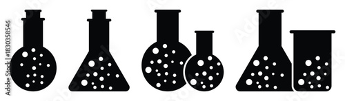 Lab Flask Icon set Vector illustration