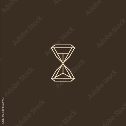 Hourglass line art logo with elegant flowing minimal outline style.