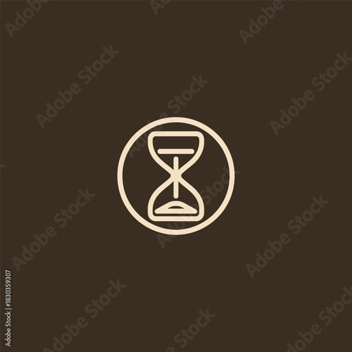 Hourglass line art logo with elegant flowing minimal outline style.