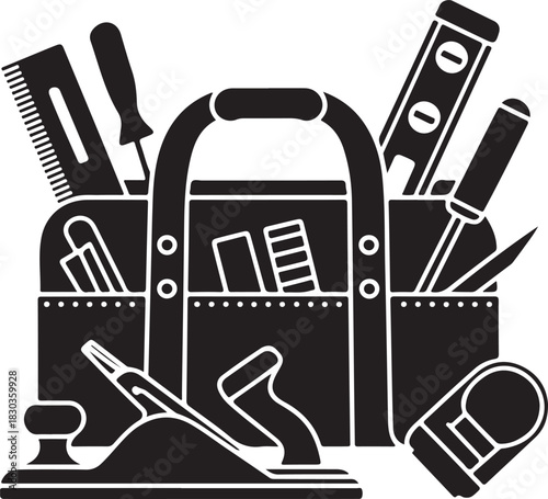 Toolbox Filled with Assorted Hand Tools Silhouette