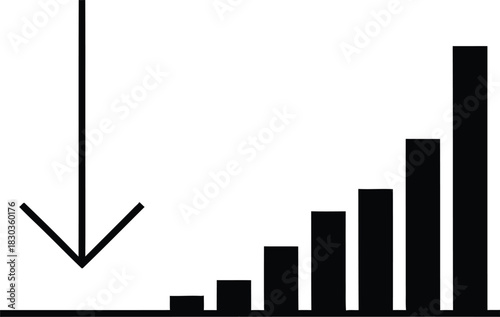 Downward trend graph with arrow showing decrease in value