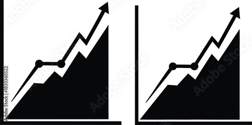 Set of simple hand drawn vector bar graph icons with upward trend