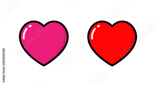 Pink and red heart icon. Cute love, relationship, and romance symbol