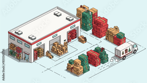 Isometric Holiday Shipping and Logistics Vector
