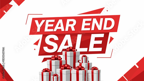 Year End Sale Banner with Gift Boxes
