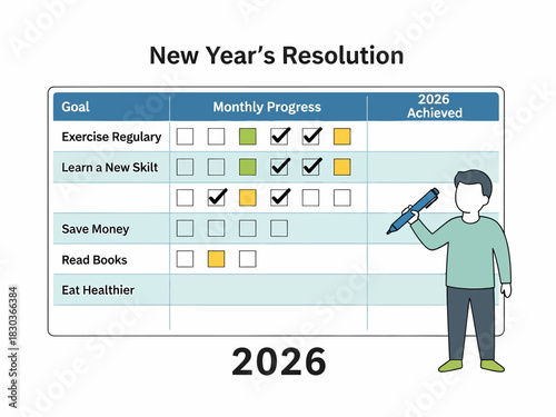 2026 New Year's Resolution Progress Chart
