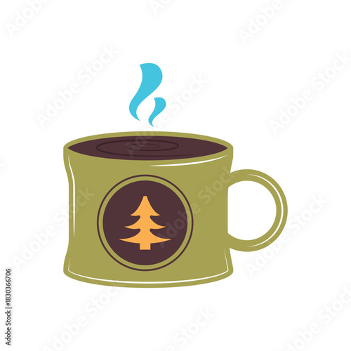 Colorful icon for hot water cup