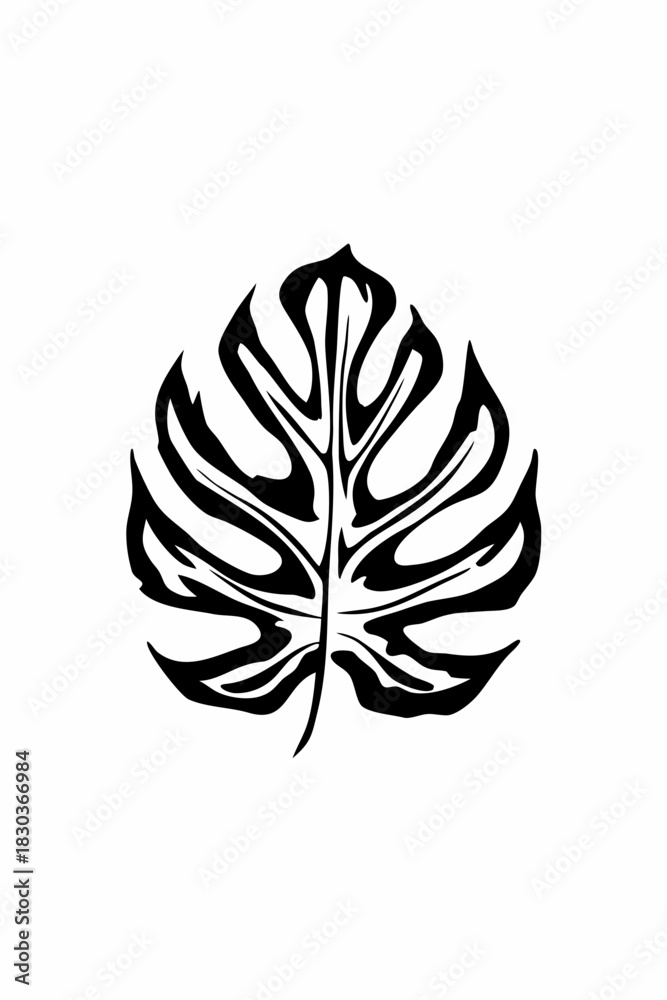 Fototapeta premium Tribal Monstera Leaf Silhouette Vector Tattoo Design