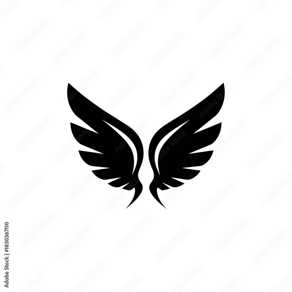 Obraz premium Black Wings Icon Vector Illustration.