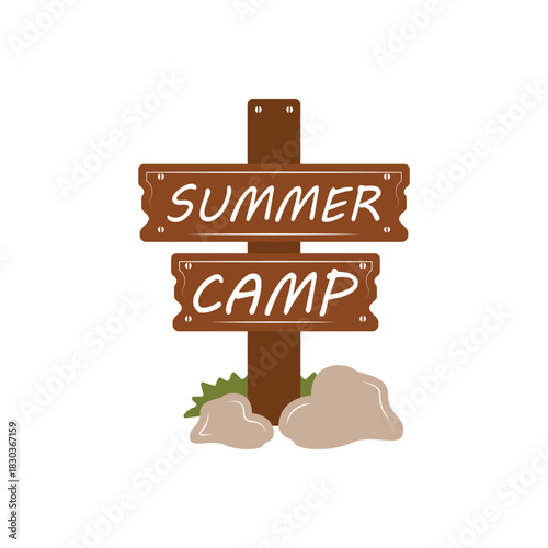 Colorful icon for wooden board sign