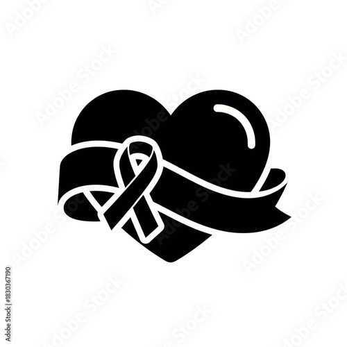 Heart with Ribbon Symbolizing Support and Awareness.