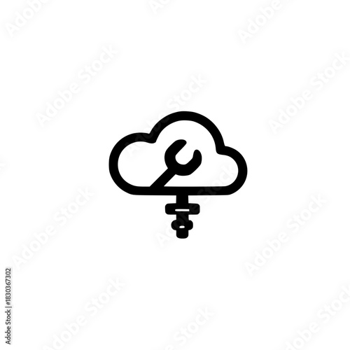 Wrench cloud icon design reflecting digital service tools and streamlined cloud system maintenance