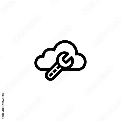 Cloud wrench icon concept representing cloud based maintenance and digital technical support services