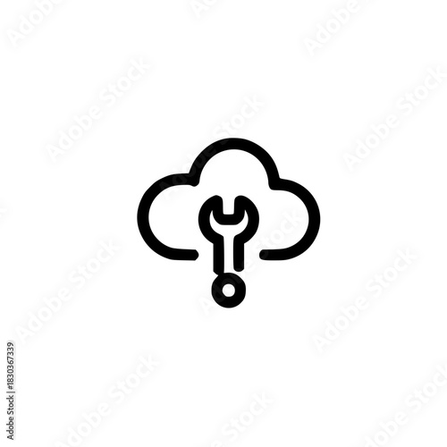 Cloud icon with wrench symbol vector graphic design concept for service tools technology and industry projects