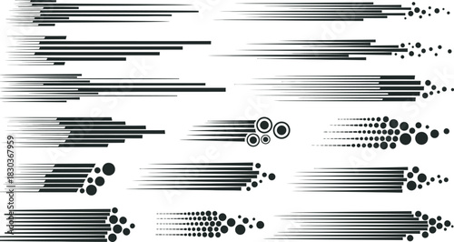Set of speed lines with different designs isolated on motion effect for your design vector illustration elements