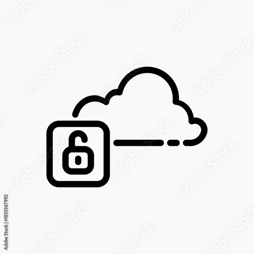 Encrypted Cloud icon in line style, used for secure backups, protected cloud sync, and safe online storage.