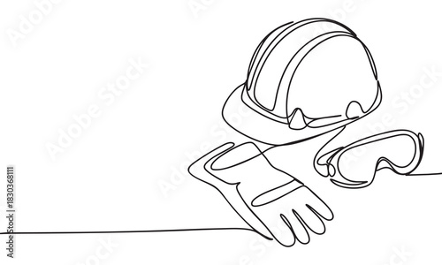 Workplace Safety Equipment Continuous Line Art