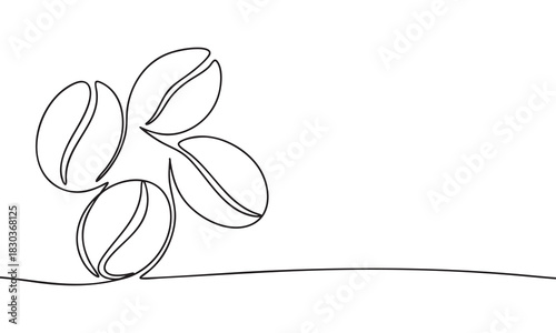 Minimalist Continuous Line Art of Coffee Beans