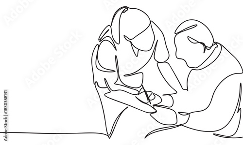 Continuous Line Drawing of Collaborative Discussion