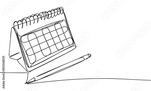 Minimalist Continuous Line Calendar and Pen