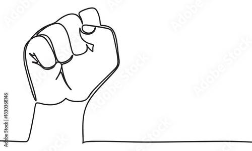 Continuous Line Drawing of a Clenched Fist