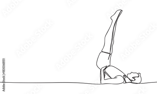 One Line Art of a Yoga Inversion Pose