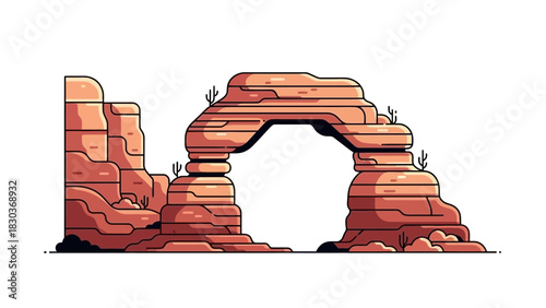 Discover the majesty of the Southwest with this modern, scalable illustration of a sandstone archway, perfect for travel and nature designs