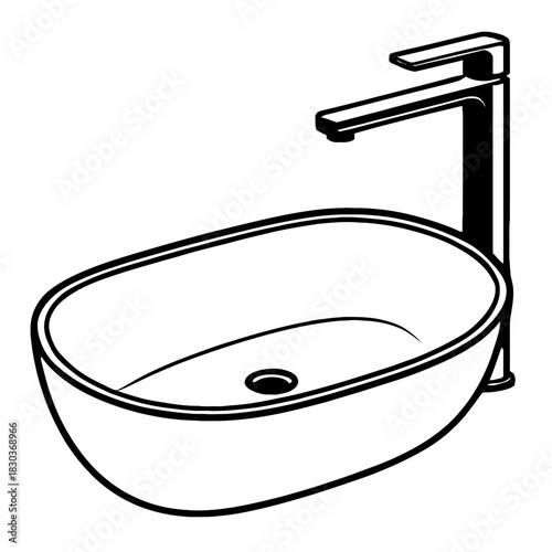 Elevate your bathroom with this exquisite modern oval vessel sink, perfectly paired with a sleek, tall contemporary single-lever faucet. This above-counter ceramic basin offers a minimalist design