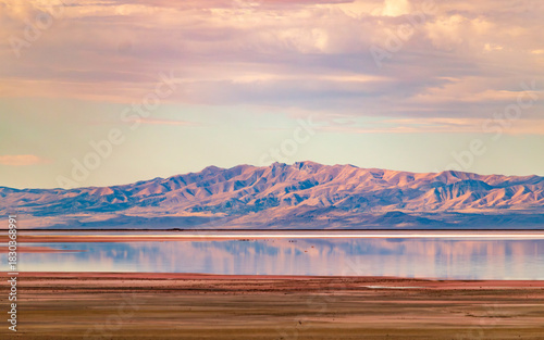 Great Salt Lake, water reflection, pink Salt Lake