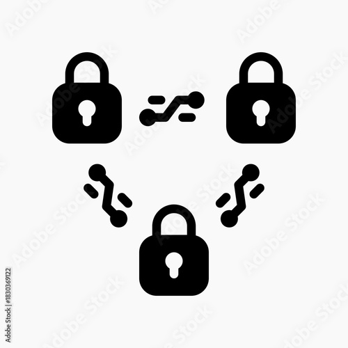Data Transfer Encryption icon in glyph style, representing secure communication and protected data exchange.