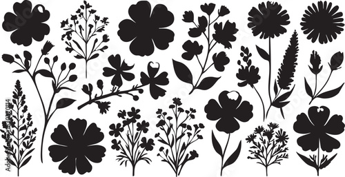 Flower silhouette vector pack: floral designs for crafts, scrapbooking & graphic design eps