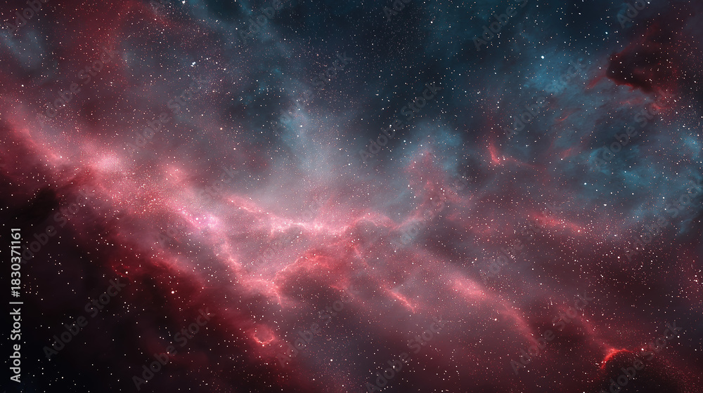 Obraz premium Deep Space Purple Pink Blue Nebula Blending Background, for Sci-Fi Design, Astronomy Education, Digital Art