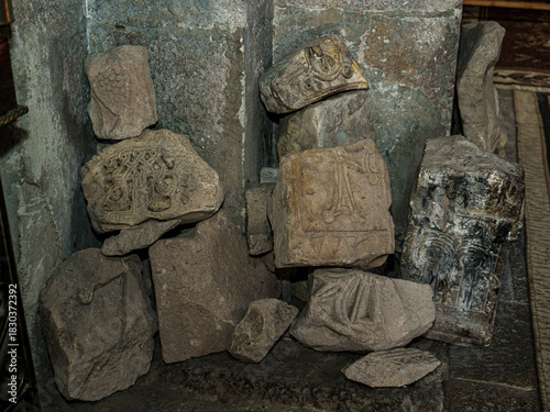 old stone wall with stone