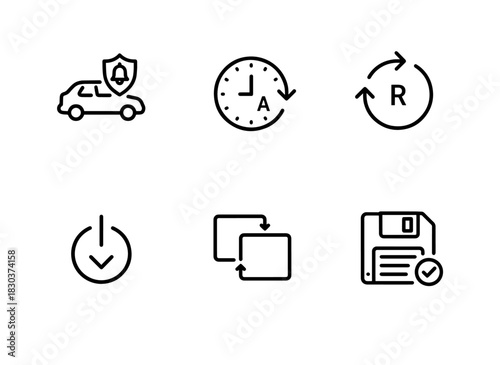 Auto Alarm Auto Timer Auto Reset Auto Shutdown Auto Backup Auto Save Minimal Bold Line Icons
