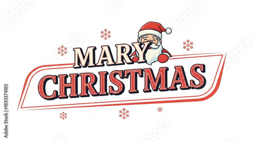 Merry Christmas Festive Wishes with Santa Hat and Snowflake Accents