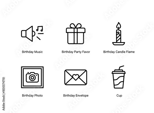 Birthday Music Birthday Party Favor Birthday Candle Flame Birthday Photo Birthday Celebration Icons