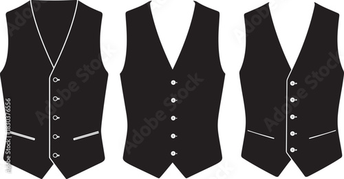 Three black waistcoats in silhouette style