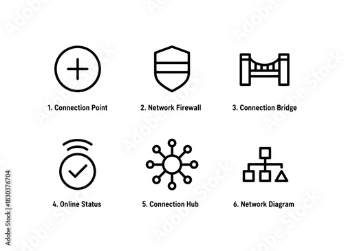 Connection Point Network Firewall Connection Bridge Online Status Minimal Bold Icon Set