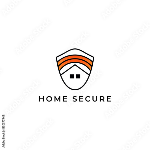 ILLUSTRATION SECURITY HOUSE SHIELD GRADIENT ORANGE COLOR SIMPLE TECH LOGO ICON DESIGN TEMPLATE ELEMENT VECTOR