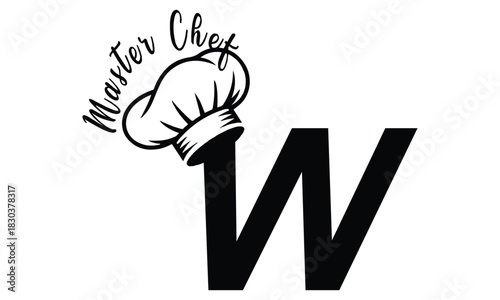 chef logo with a combination of letter w and chef hat for any business especially for restaurant, cafe, catering, etc.