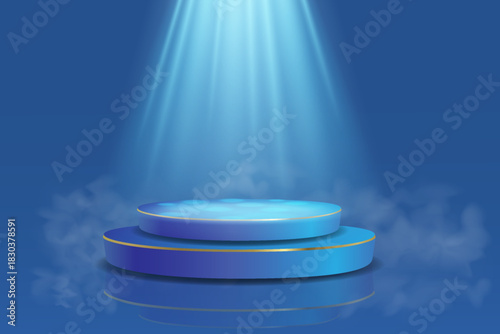 Realistic podium with light reflection. Vector illustration.