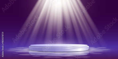 Realistic podium with light reflection. Vector illustration.