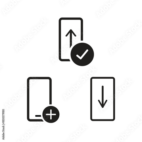 Upload add content and download content on Phone vectors icons 