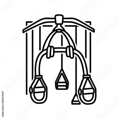 Suspension Trainer System Outline Icon for Bodyweight Fitness Workouts