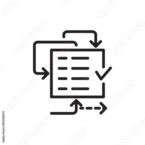 Scrum icon symbolizing iterative project cycles, continuous feedback, and validated deliverables, representing Agile methodology, sprint management, lean process, and organizational adaptation.