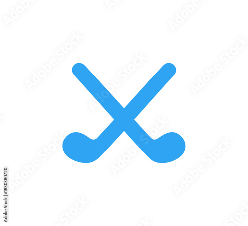 Simple Flat Crossed Hockey Stick Sport Equipment Icon Illustration