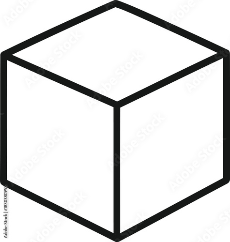 Simple line drawing of a cube in isometric perspective view